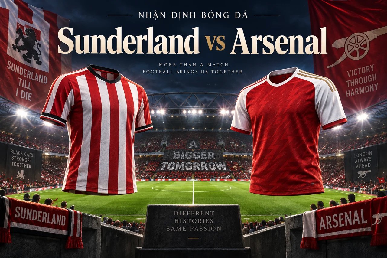 Ảnh minh họa trận đấu Sunderland vs Arsenal, không phải ảnh chụp trận đấu.